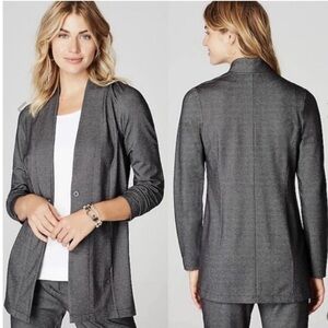 J. Jill Grey Wearever Collection Button Front Long Line Jacket Office We…